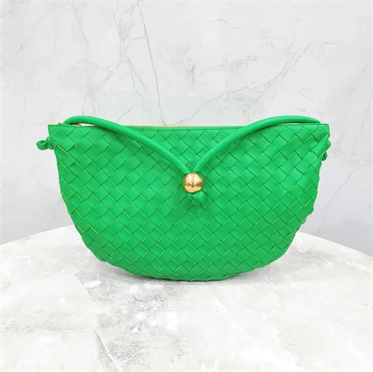 Bottega Veneta Green Medium Turned Pow Shoulder Bag