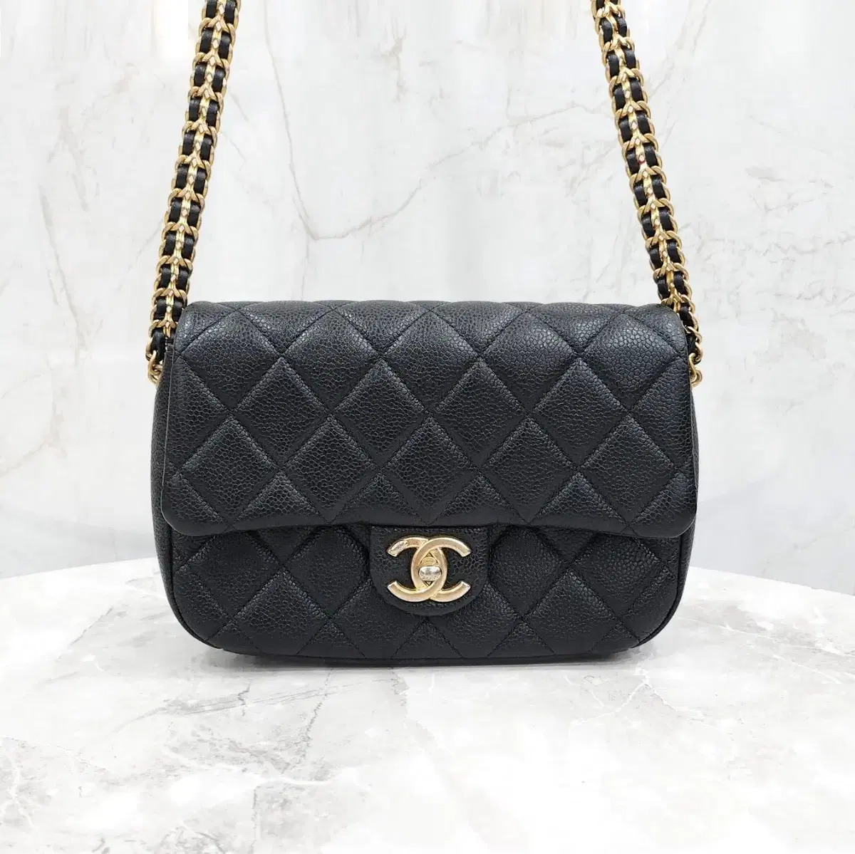 Chanel Black Caviar Flap Small Chain Bag NewInternal chips