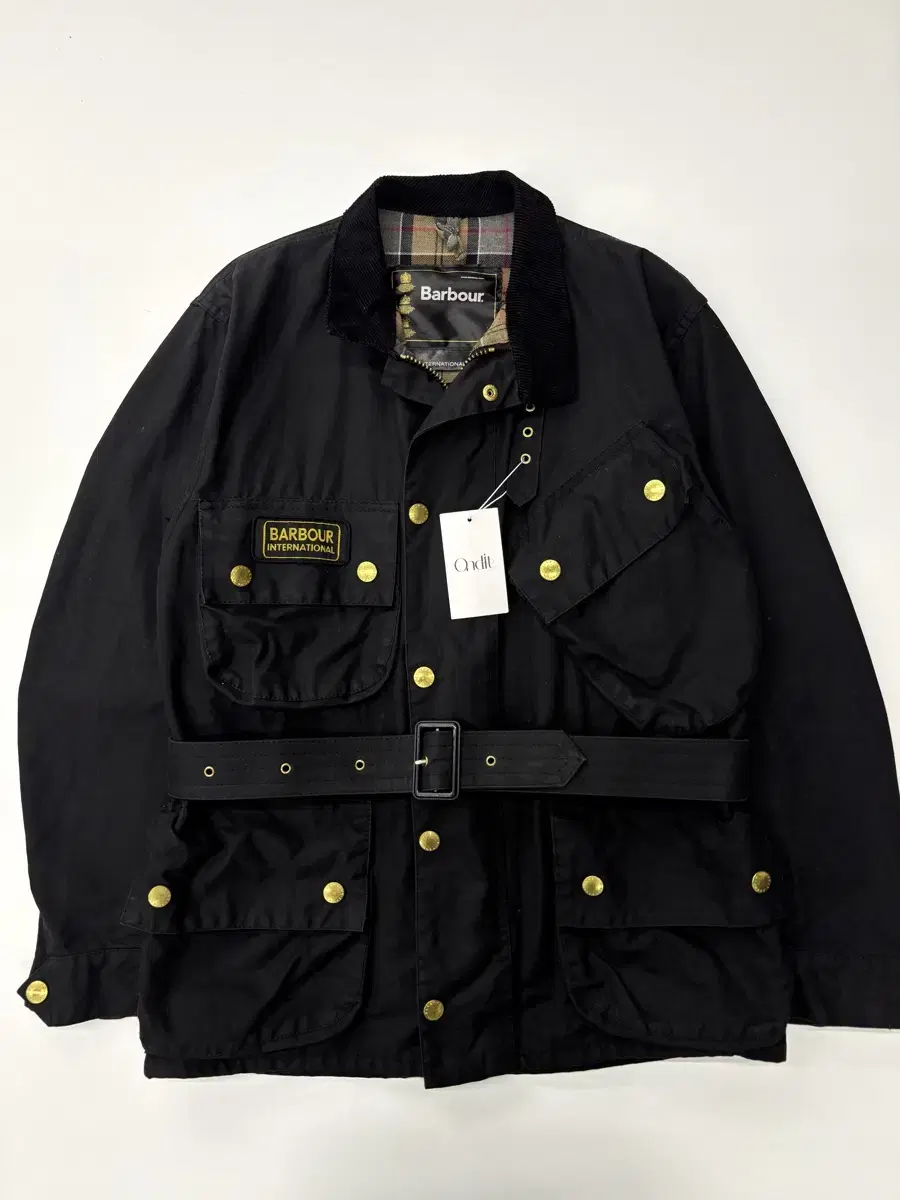 Barbour International Belted Wax Jacket Black