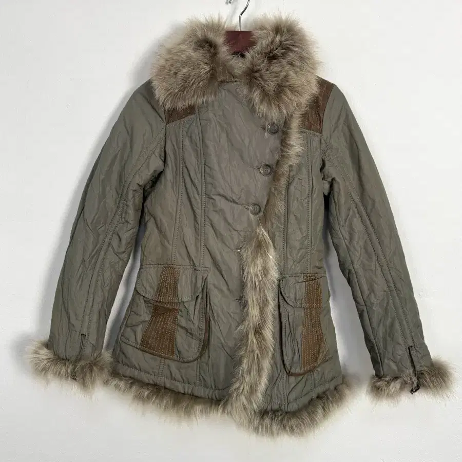 Vintage Khaki Fox Fur Jacket