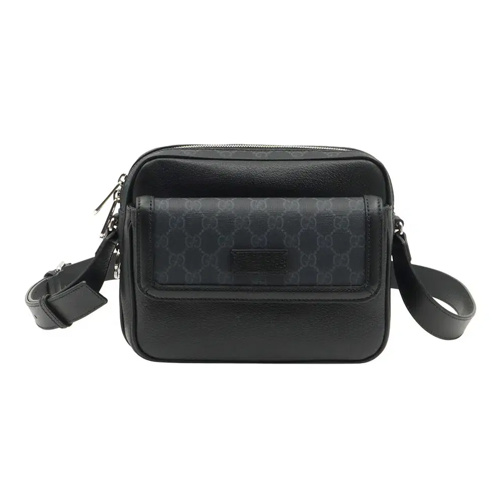 Gucci Black GG Supreme Canvas and Black Leather Small Messenger Crossbody Bag