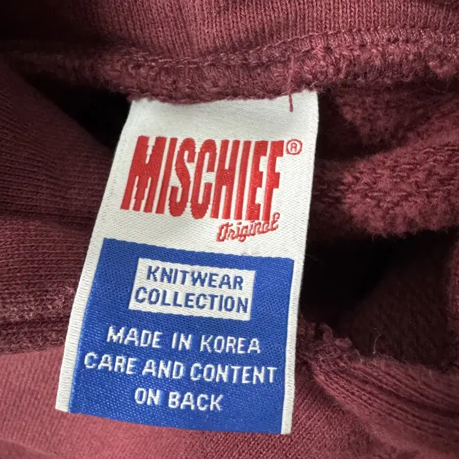 미스치프 MISCHIEF 버건디 후드티 L