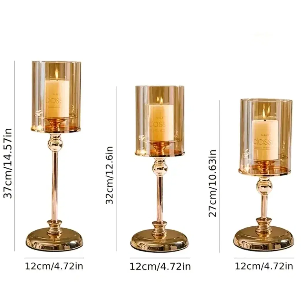 새상품))모던엔틱 골드 캔들 촛대 홀더 3개 세트