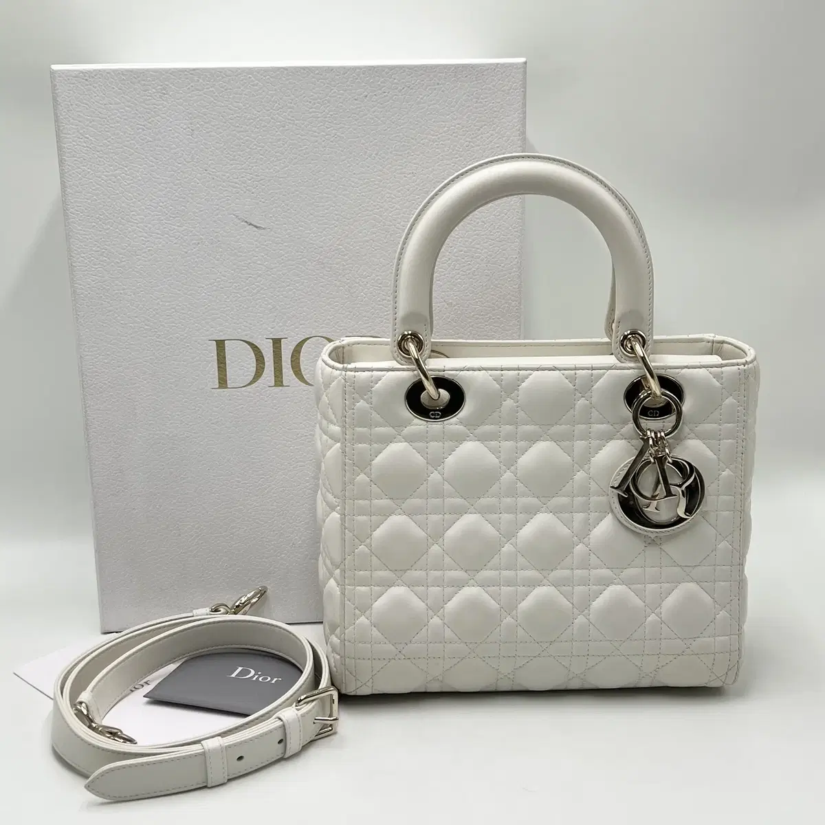 Dior Lady Bag Medium White M0565ONGEM030