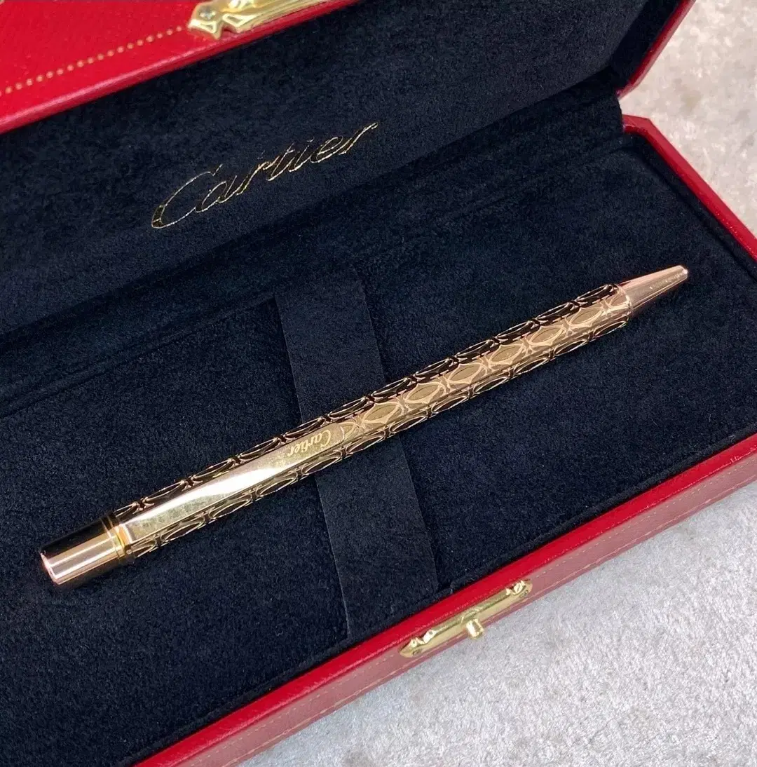 Cartier Ballpoint Pen C de Cartier 18k Gold Finish with 2C Deco Case