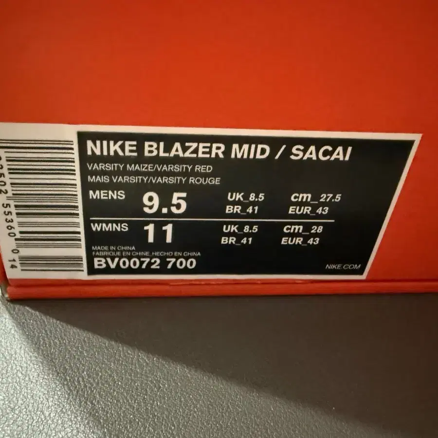 Nike x Sacai Blazer Mid 스노비치 275사이즈새상품