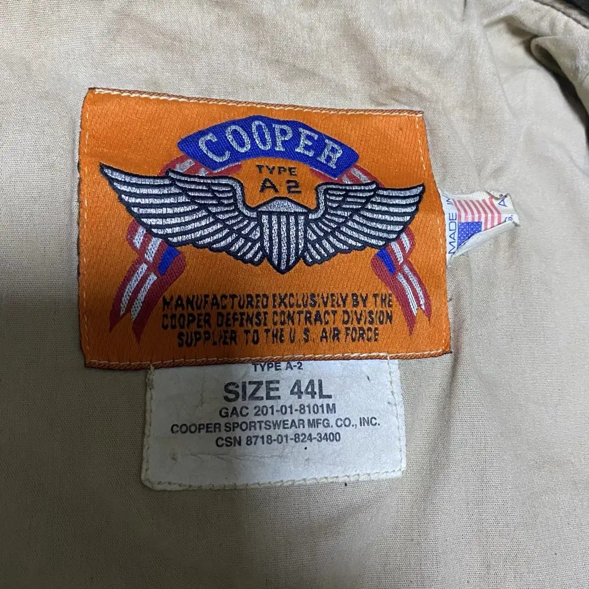 MADE IN USA  쿠퍼 A-2 자켓 cooper 44L