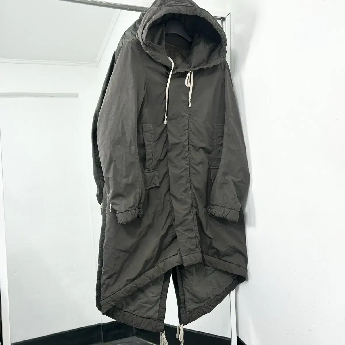 Rick Owens Dark Dust Hooded Long Parka