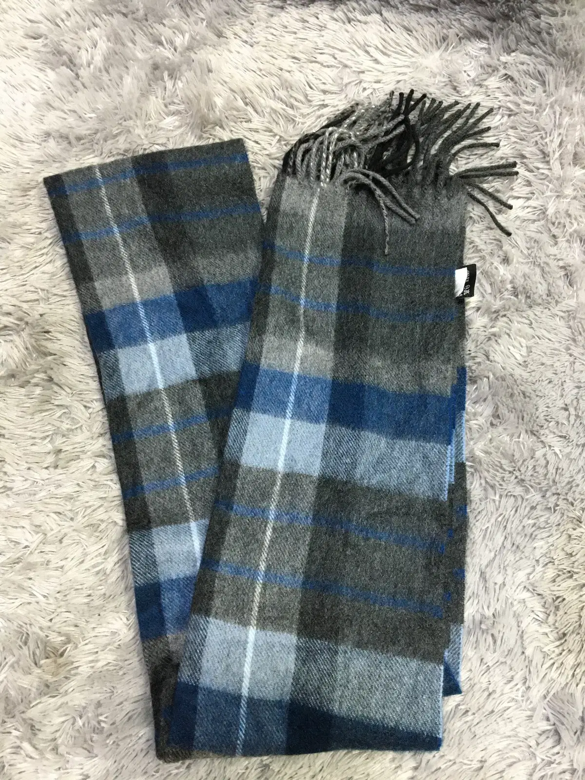 100% Francoferraro Cashmere Check Muffler Shawl