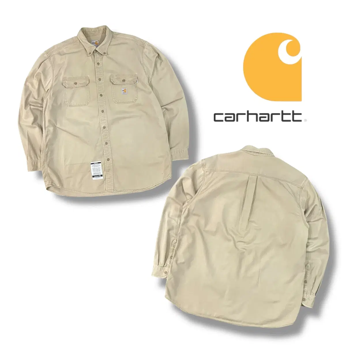 Calhart Logo Beige Cotton Shirt Y09039