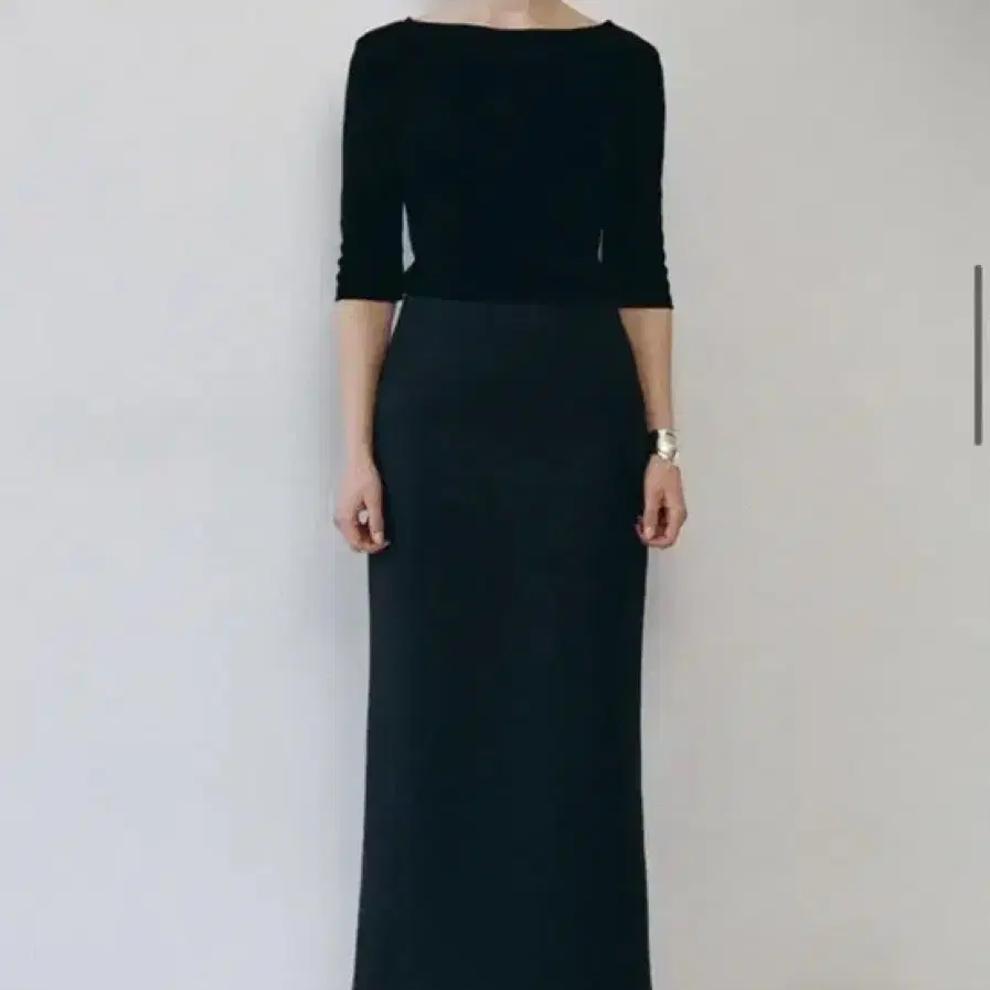 LFM Flat H-line Long skirt (차콜 그레이)