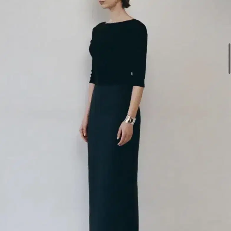 LFM Flat H-line Long skirt (차콜 그레이)