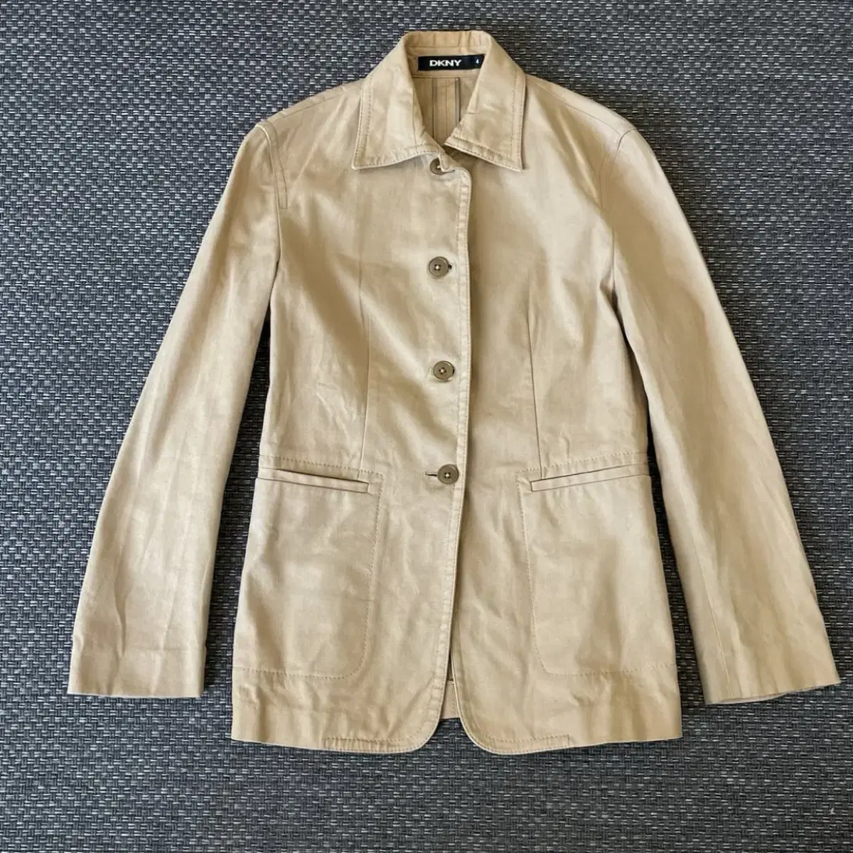 DKNY Beige-brown slim-fit cotton short jacket