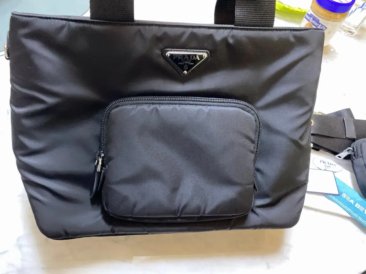 Prada Triangle Logo Nylon Tote