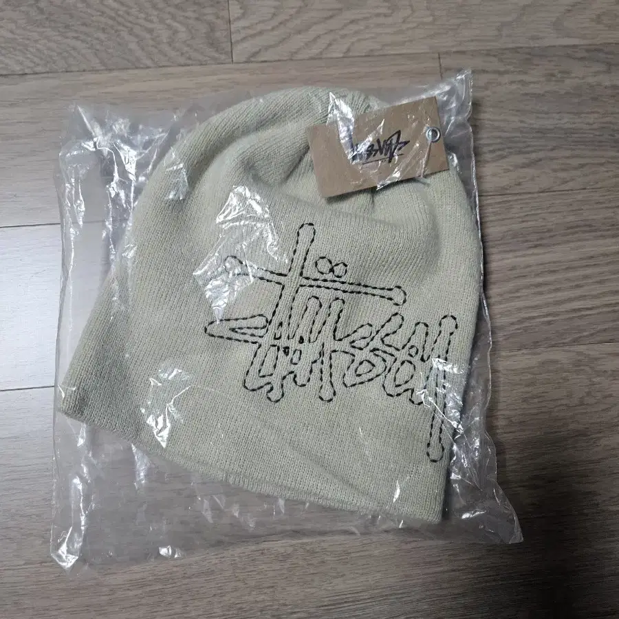 stussy 스투시 스티치 로고 비니 샌드