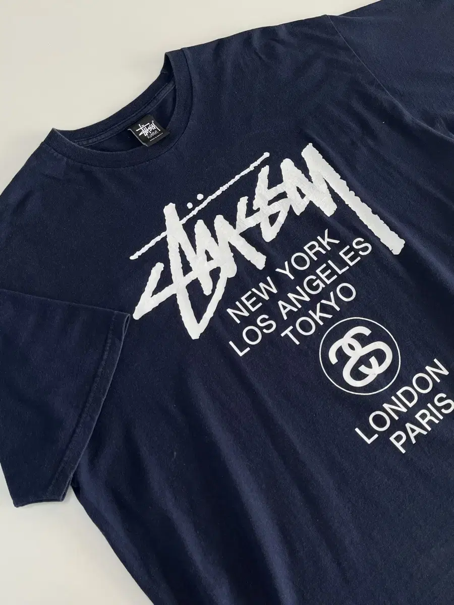 STUSSY 스투시 월드투어 반팔 네이비 XL