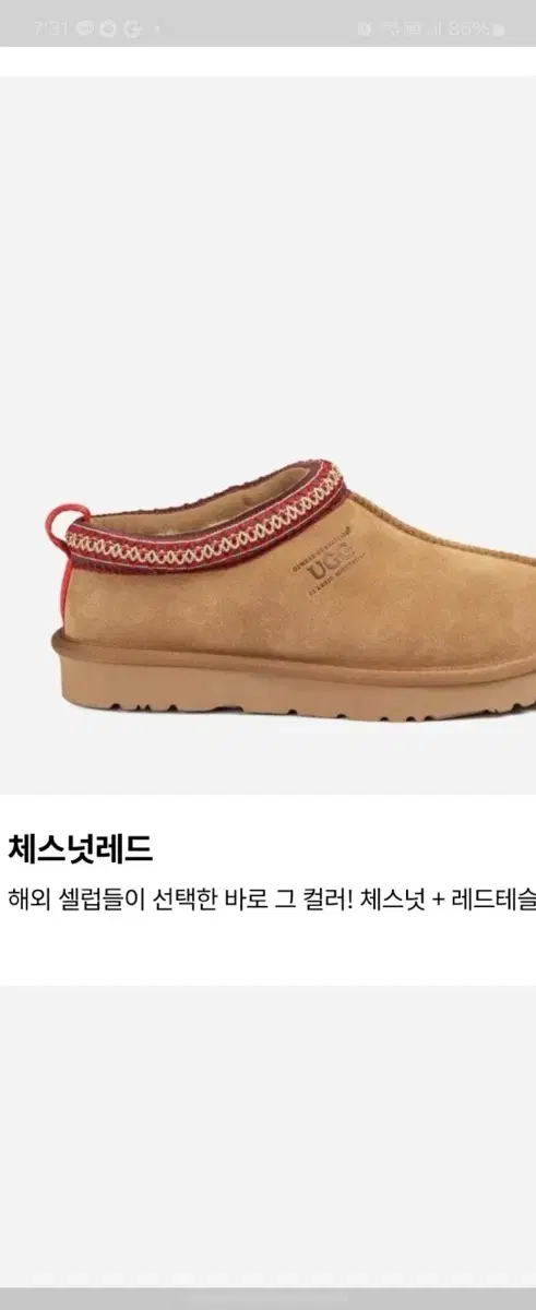 호주 어그 타스만 UGG 슬리퍼 체스트넛 새상품 eu37