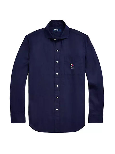 Polo Nautical Linen Shirt / Navy / L