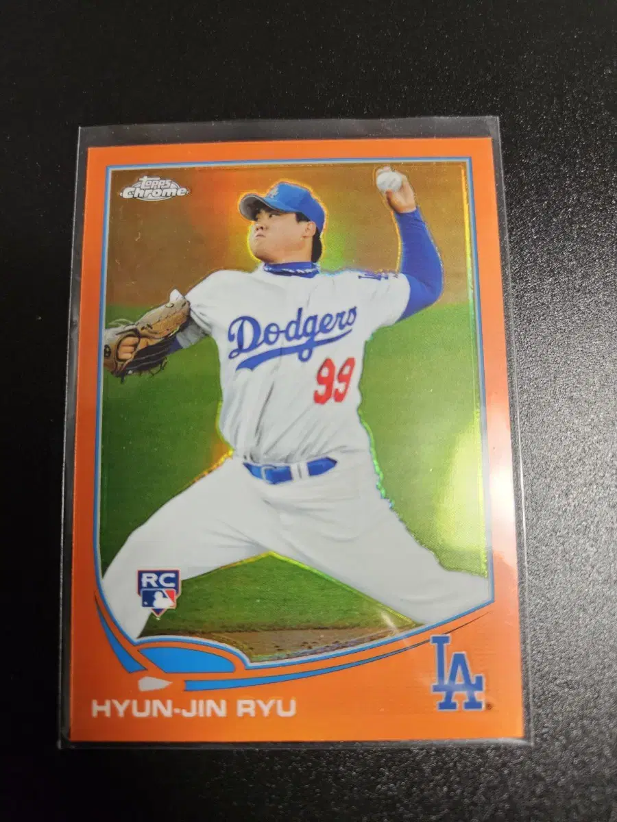 류현진 2013 Topps Chrome 오렌지 리플렉터 루키 카드