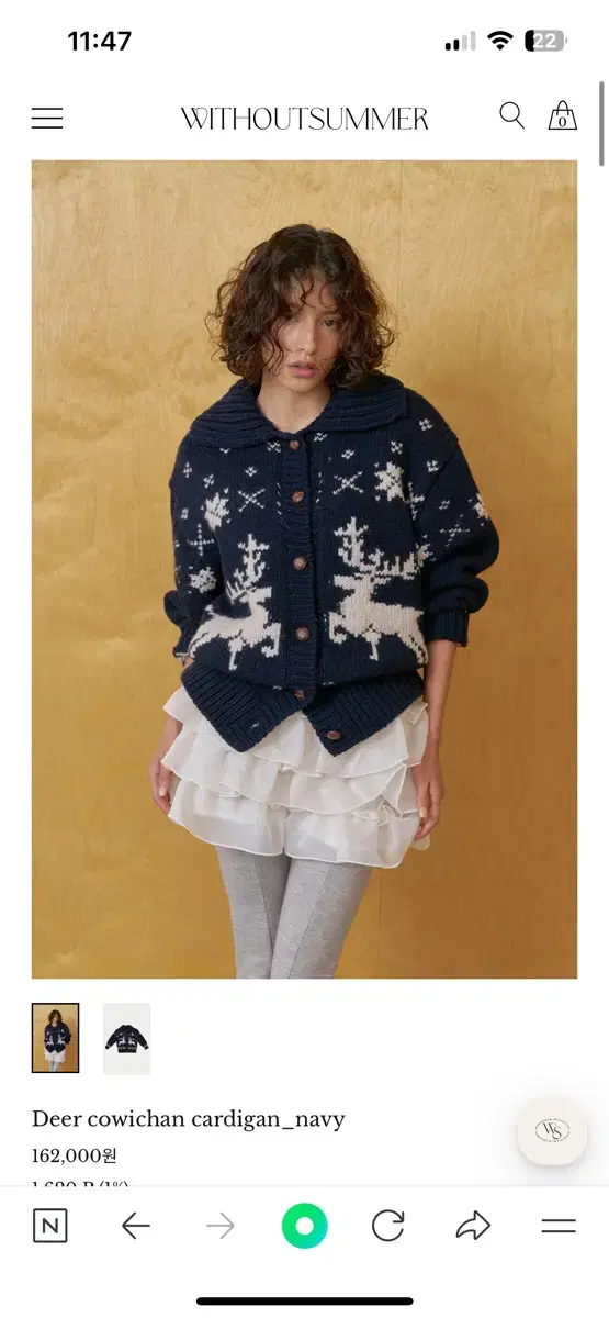 WithoutSummer DEER Cowichan Cardigan Navy