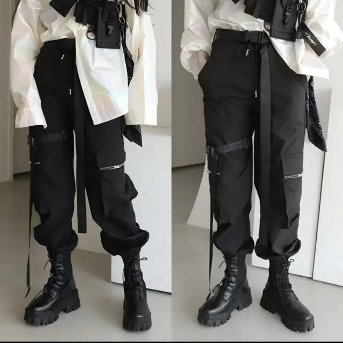 TM3 Goth Punk Street Grunge Rock Chic Tech Wear Cargo Pants Jogger Pants