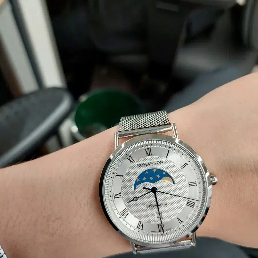 로만손 문페이즈 흰판 39mm 쿼츠