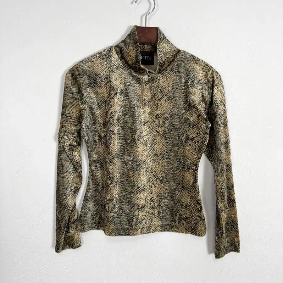 Vintage Snake Print Quarter Zip Top