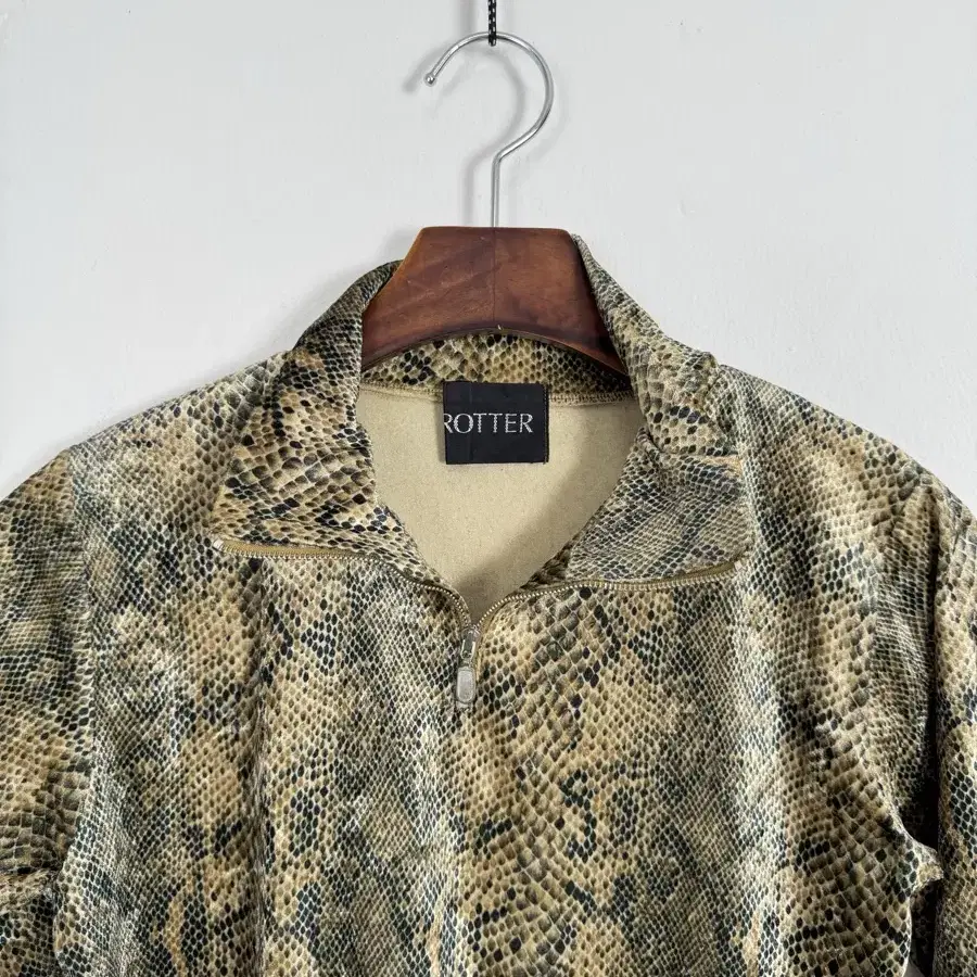 Vintage Snake Print Quarter Zip Top