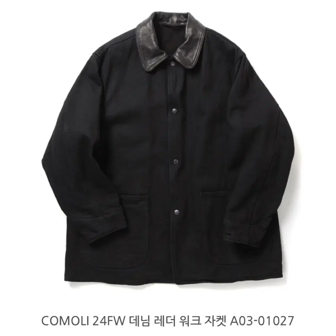 新品 COMOLI denim leather work jacket 2 2 COMOLI DENIM LEATHER WORK JACKET BLACK