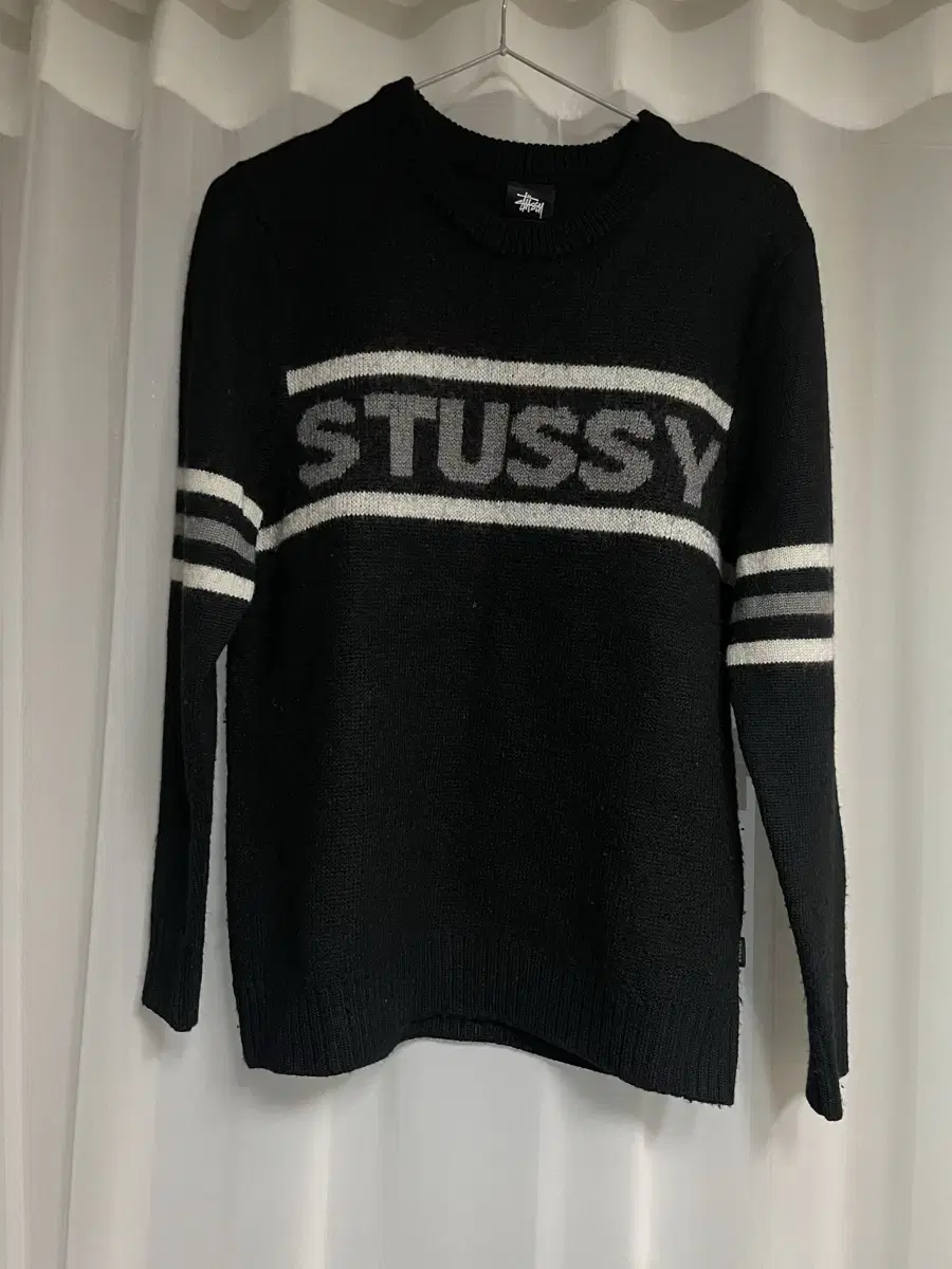 (M) Stussy Logo Knit Black stussyknit