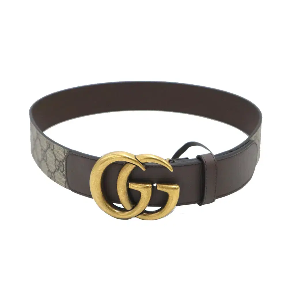 Gucci Brown Leather and Keum G-buckle Jumbo GG Wide Belt 80