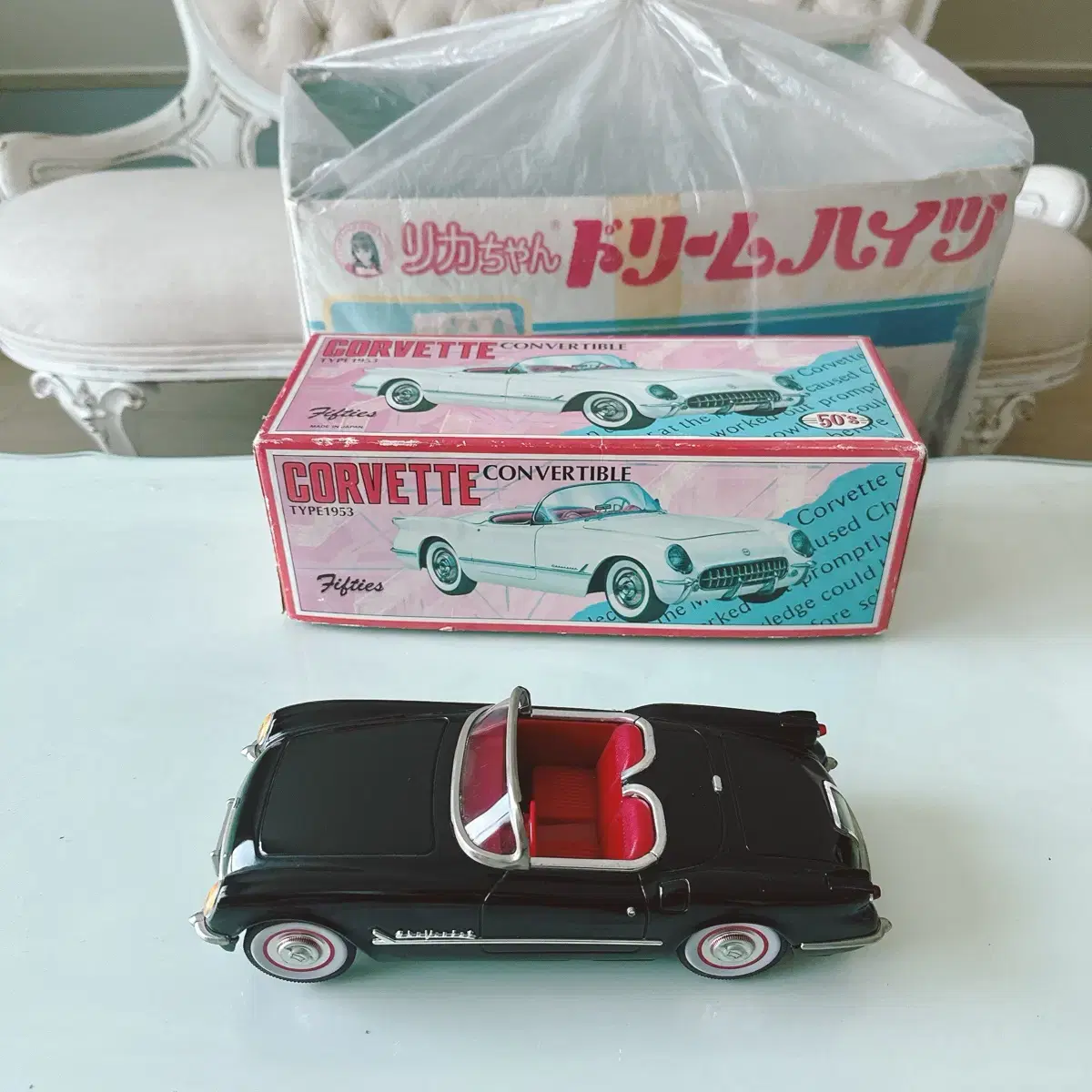 Japanese Fifties Corvette Convertible 1953 Friction Car 1/18