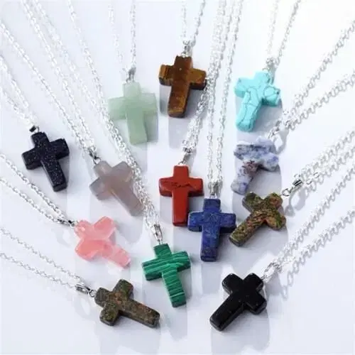 New Random Shipment Cross Natural Stone Opal Necklace Gift Decoration Accessories