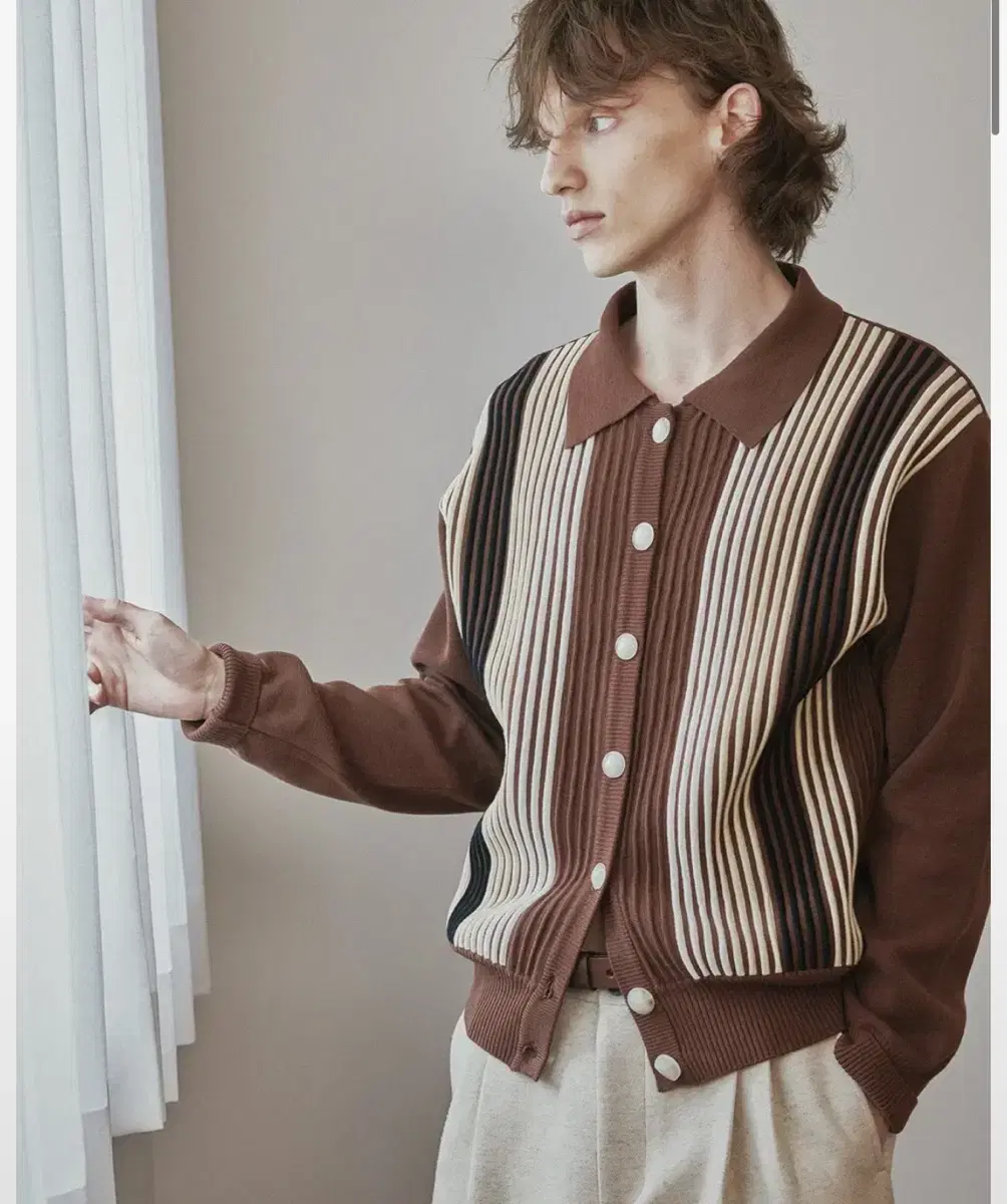 (3) Beheavyer RETRO POLO CARDIGAN brown