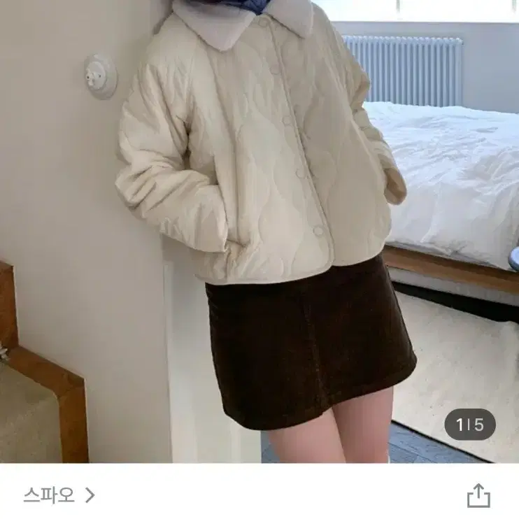 스파오 탈착 카라 경량 퀄팅 재킷 패딩