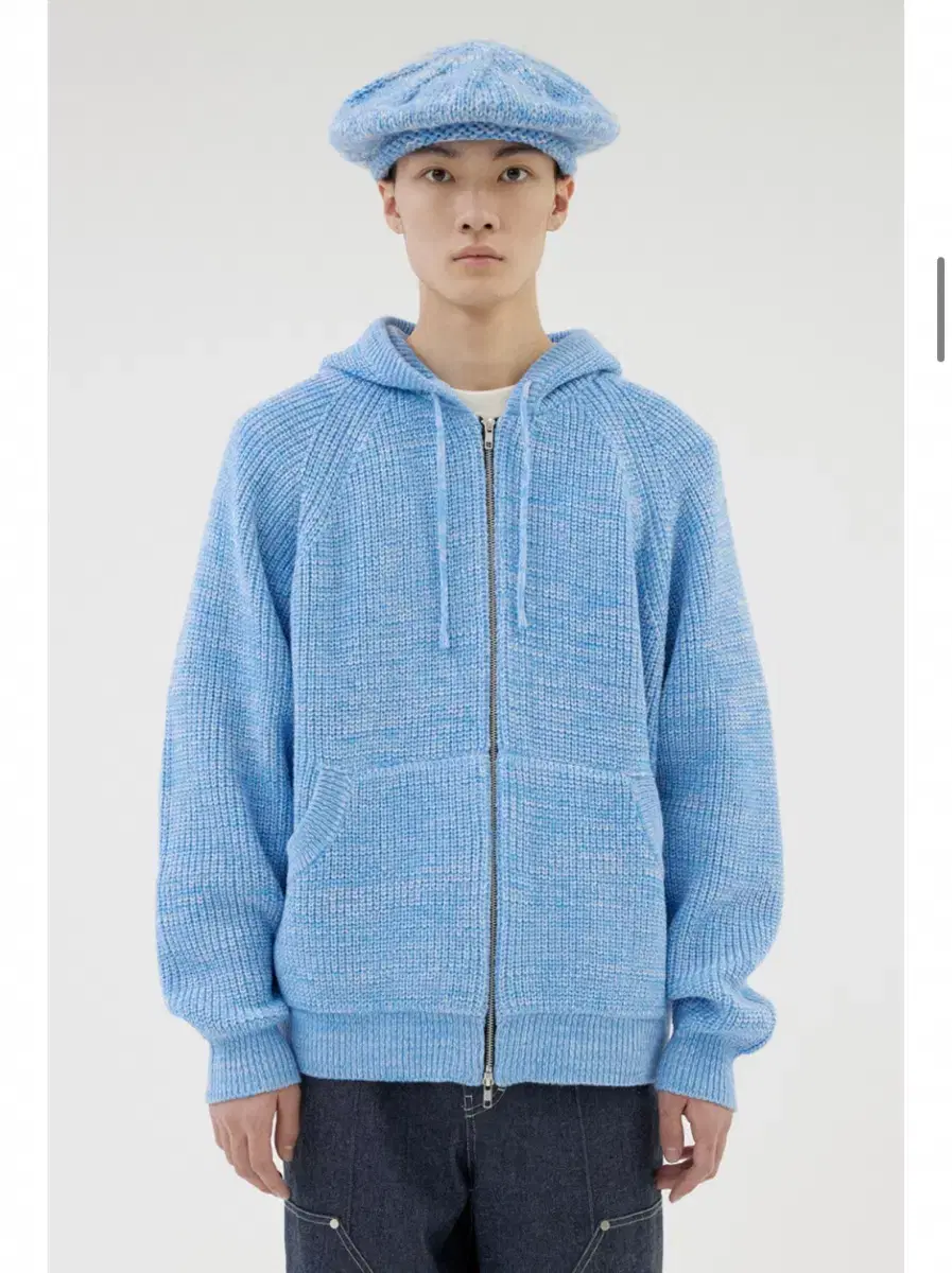 Afterpray Hoodie Knit Zip Up Micro Sky