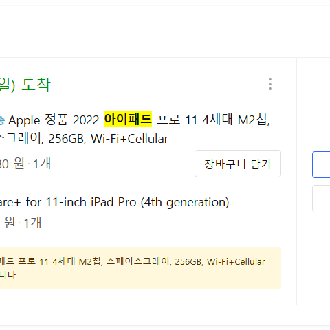 아이패드 프로 11 4세대 M2칩, 256GB, WIFI+Cellula