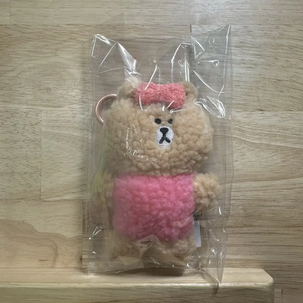 Line Friends Chocolate Boucle doll keyring Poggle the Bear Ribbon