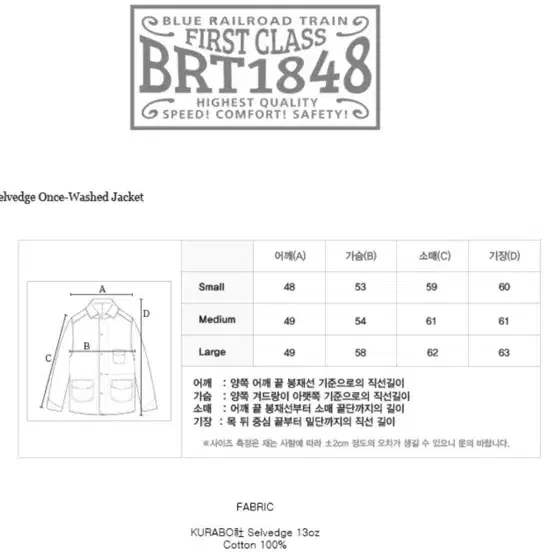 BRT1848 2세대 셀비지 트러커자켓 s