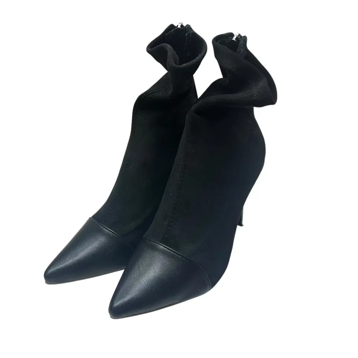 Dual Texture Ankle Boots 8cm Black 235mm | 24122437+S