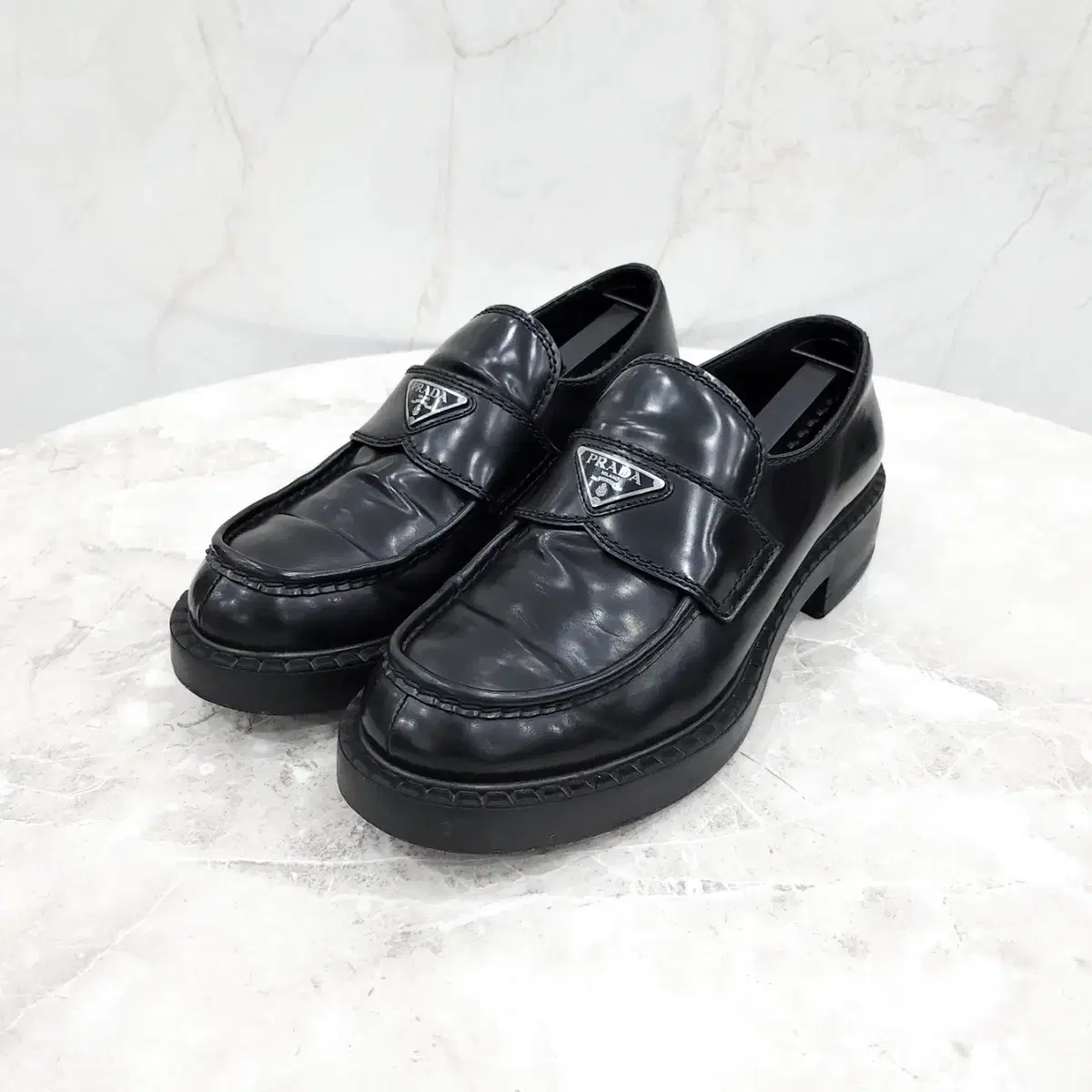 8.5 / Prada Triangle Logo Brushed Loafers