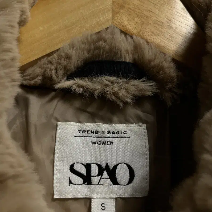 55-66 SPAO 카라 퍼 오버핏 롱 패딩코트 정품