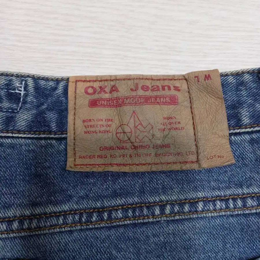 34 OXA Jeans Kor 데미지워싱 일자 배색진 34-428