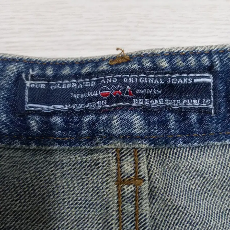 34 OXA Jeans Kor 데미지워싱 일자 배색진 34-428