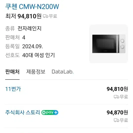 쿠첸) 전자레인지 CMW-N200W 팝니다.(새상품)