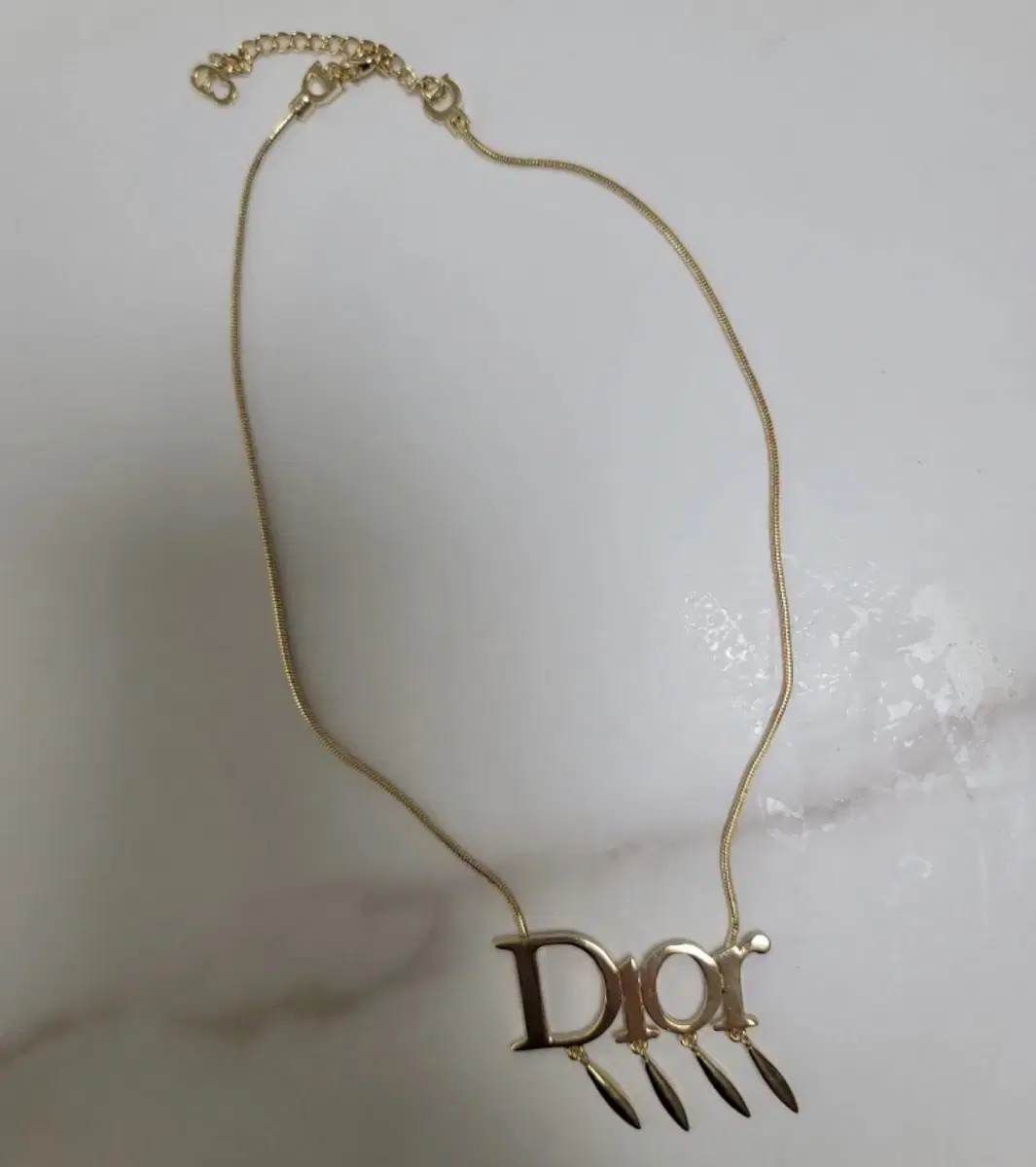 [Genuine] Dior Logo Necklace in Gold Keum