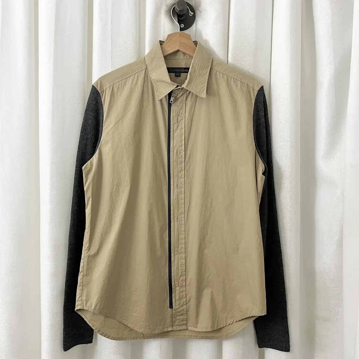 Solid Homme Beige Gray Shirt Zip Up