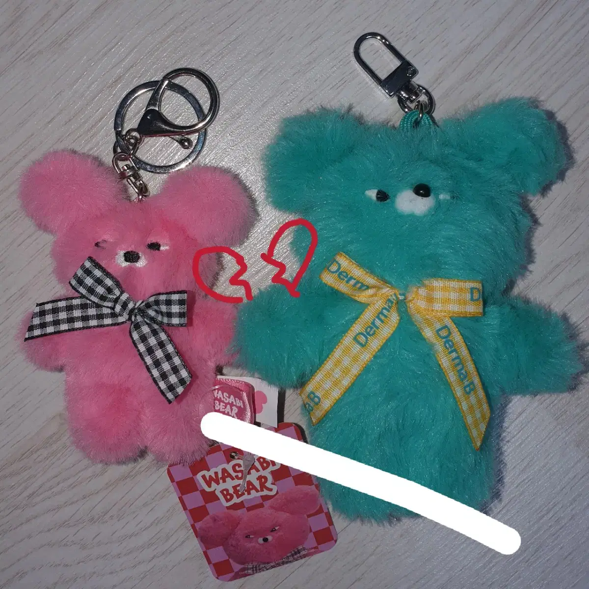 Wasabi Bear + Pink Wasabi Bear keyring in bulk of 2