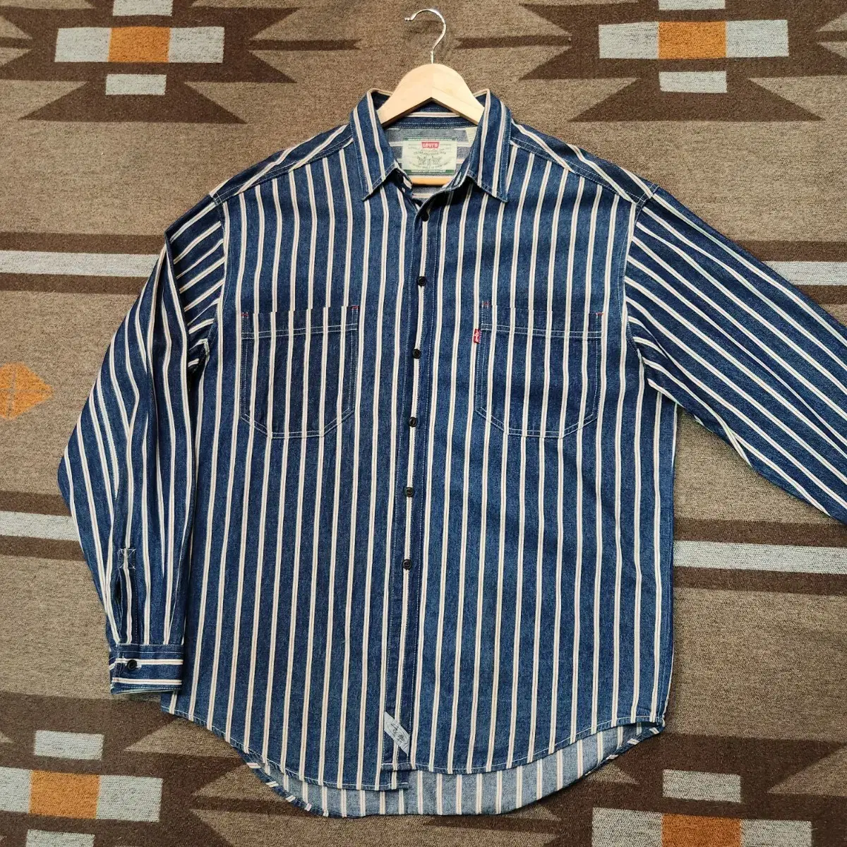 Weekend Discount) Levi's 90s Denim Blue Shirt XL Stripe