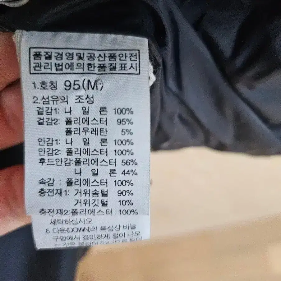 남성 노스페이스 800필 구스롱패딩 95